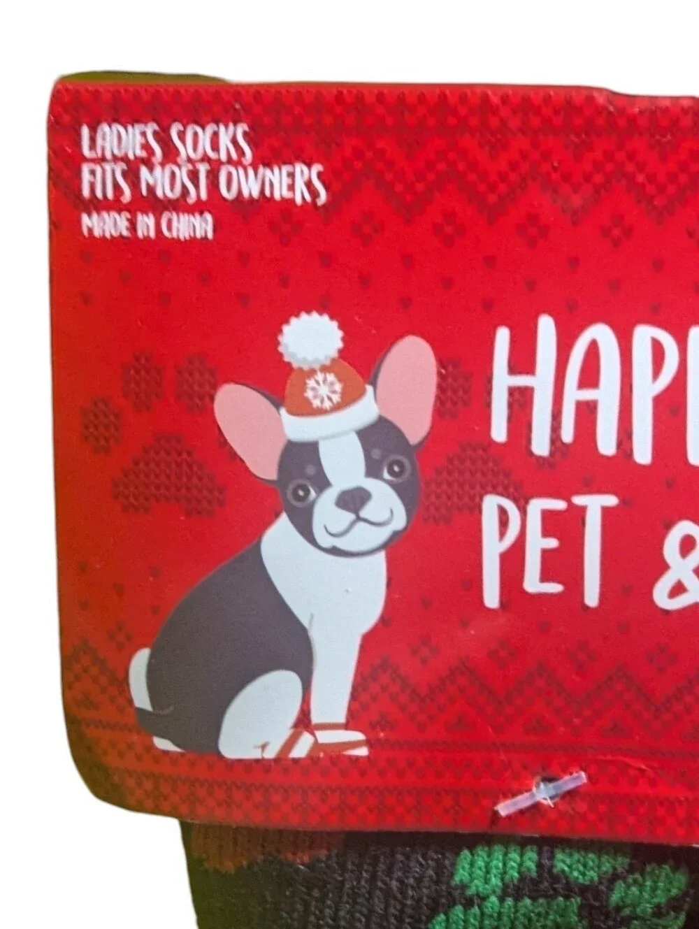 Happy Howlidays Pet & Owner Socks - Black Green & Red Paw Prints